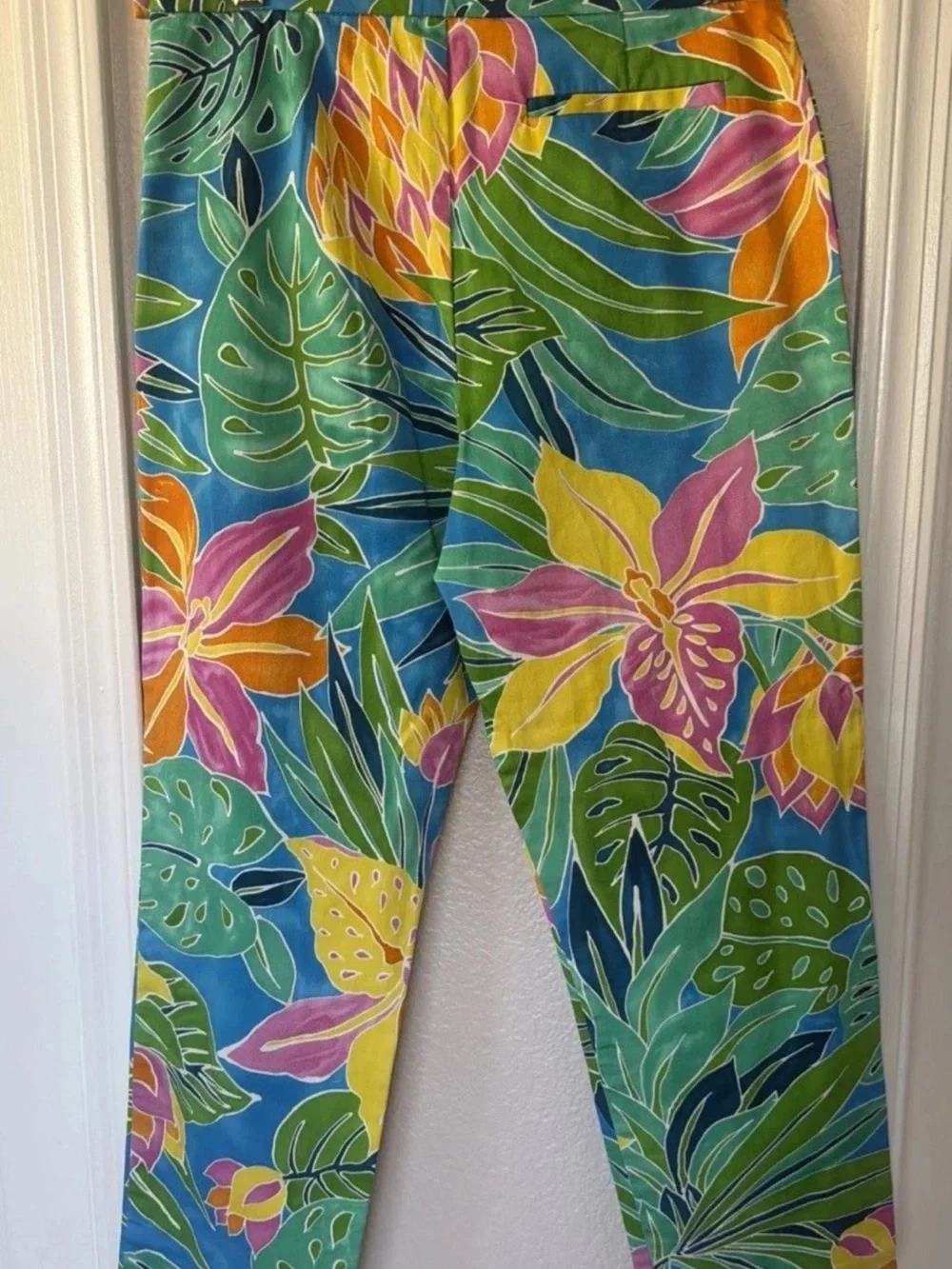Lauren Ralph Lauren Women’s Tropical Hawaii Floral Ankle Pants Size 8 Stretch